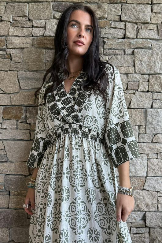 Zaida Smock Dress Olive